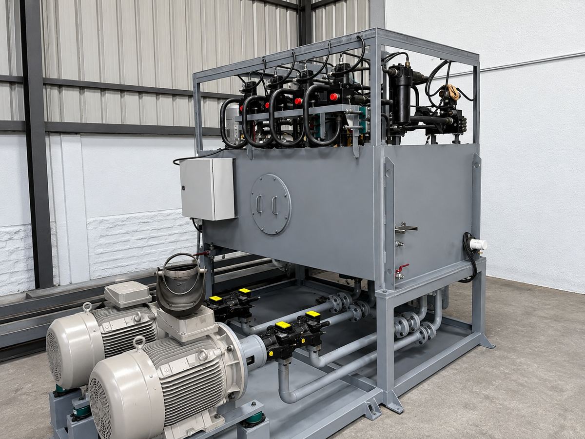 Hydraulic power unit under pre-dispatch test